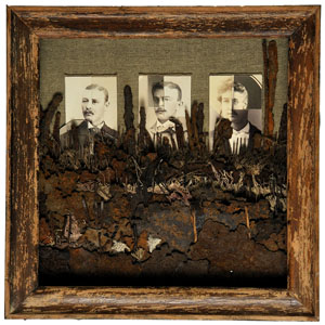 Category - Green mixed media and photo montages of people from found objects